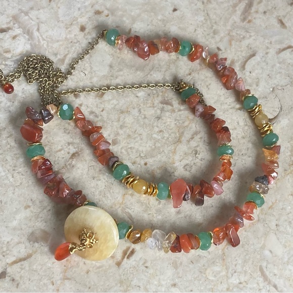 Minu Natural Stone & Pendant, Gold Tone, Necklace - Picture 2 of 7